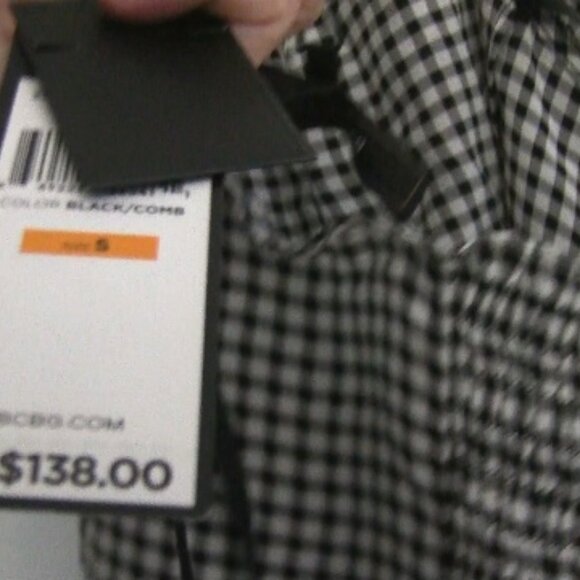 BCBGMAXAZRIA Silk Ruffle Gingham Halter Top. Black & White, S, NEW WITH TAGS - Picture 8 of 10